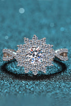 Moissanite Flower-Shape Split Shank Ring-Trendsi-Urban Threadz Boutique, Women's Fashion Boutique in Saugatuck, MI