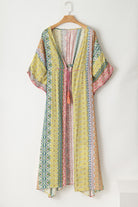 Drawstring Printed Kimono Sleeve Cover Up-Trendsi-Urban Threadz Boutique, Women's Fashion Boutique in Saugatuck, MI