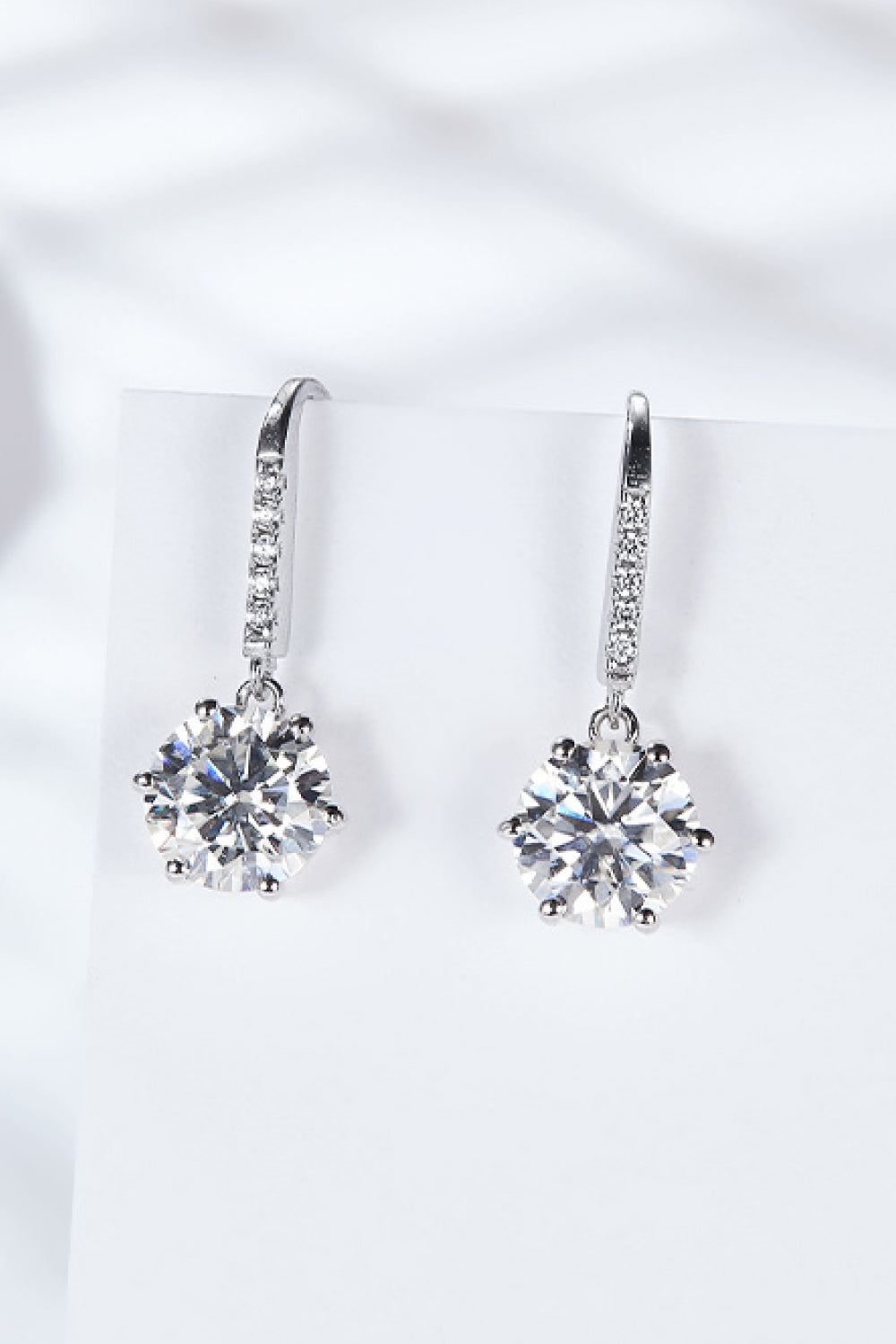 6-Prong Moissanite Drop Earrings-Trendsi-Urban Threadz Boutique, Women's Fashion Boutique in Saugatuck, MI