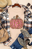 Pumpkin Round Neck Short Sleeve T-Shirt-Graphic Tees-Trendsi-Urban Threadz Boutique, Women's Fashion Boutique in Saugatuck, MI