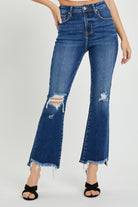 RISEN High Rise Distressed Crop Flare Jeans-JEANS-Trendsi-Urban Threadz Boutique, Women's Fashion Boutique in Saugatuck, MI