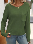 Mandy Round Neck Long Sleeve Sweater-Sweaters-Trendsi-Urban Threadz Boutique, Women's Fashion Boutique in Saugatuck, MI