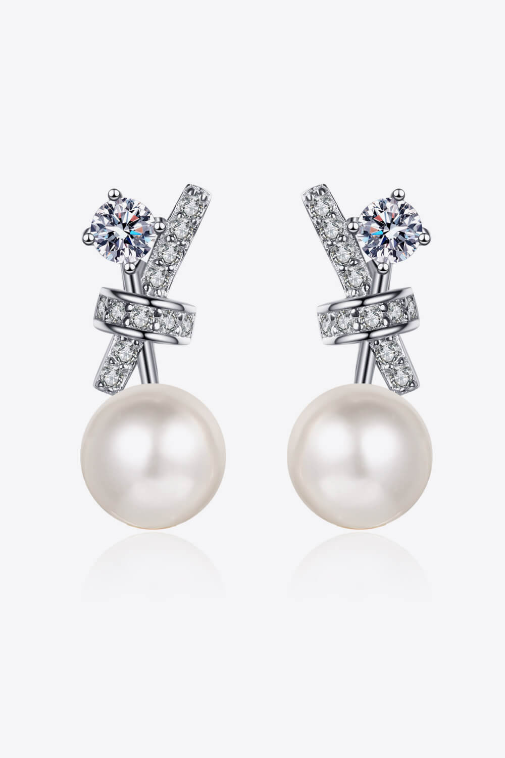 Pearl Moissanite Stud Earrings-Trendsi-Urban Threadz Boutique, Women's Fashion Boutique in Saugatuck, MI