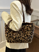 Leopard Fluff Tote Bag-Trendsi-Urban Threadz Boutique, Women's Fashion Boutique in Saugatuck, MI