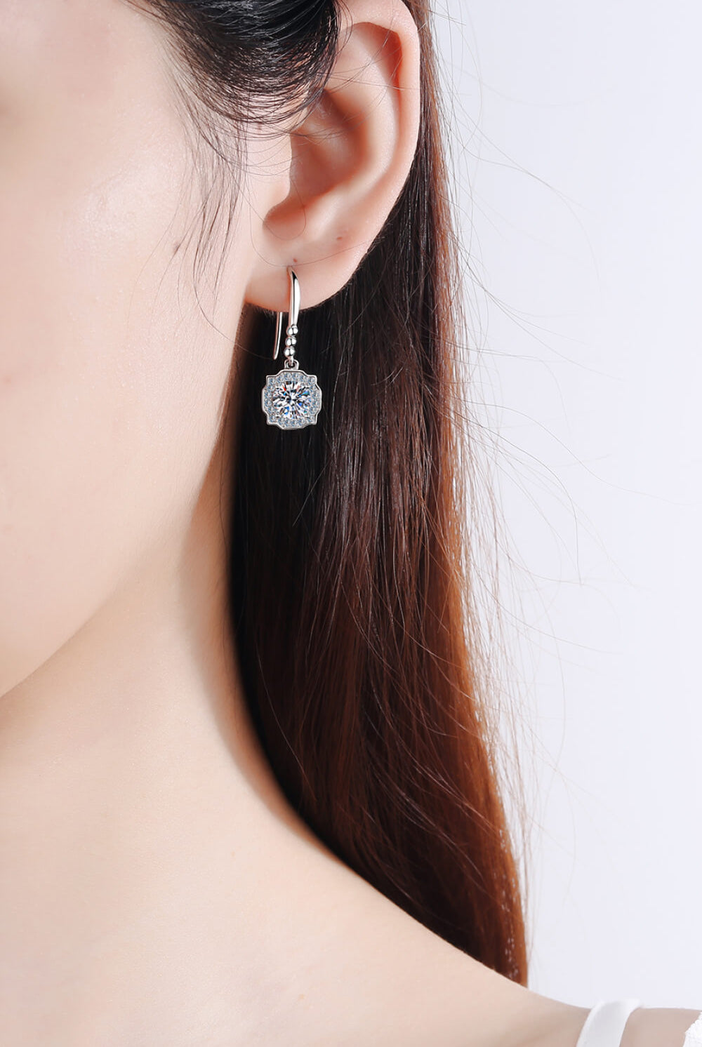 925 Sterling Silver Moissanite Hook Earrings-Trendsi-Urban Threadz Boutique, Women's Fashion Boutique in Saugatuck, MI