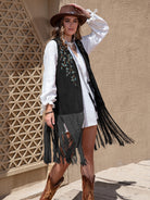 Faux Suede Fringe Hem Open Front Vest- 3 colors-Vests-Trendsi-Urban Threadz Boutique, Women's Fashion Boutique in Saugatuck, MI