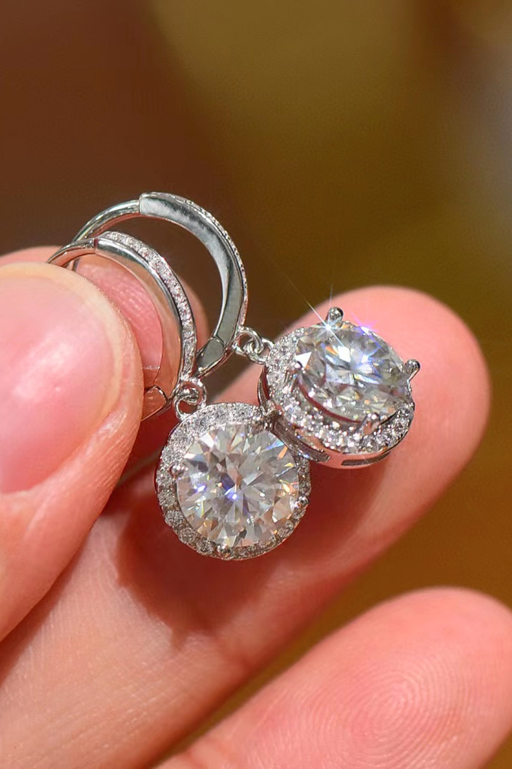 2 Carat Moissanite Round Drop Earrings-Trendsi-Urban Threadz Boutique, Women's Fashion Boutique in Saugatuck, MI