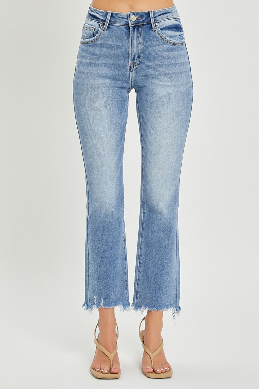 RISEN Full Size Frayed Hem Cropped Straight Jeans-JEANS-Trendsi-Urban Threadz Boutique, Women's Fashion Boutique in Saugatuck, MI