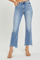 RISEN Full Size Frayed Hem Cropped Straight Jeans-JEANS-Trendsi-Urban Threadz Boutique, Women's Fashion Boutique in Saugatuck, MI