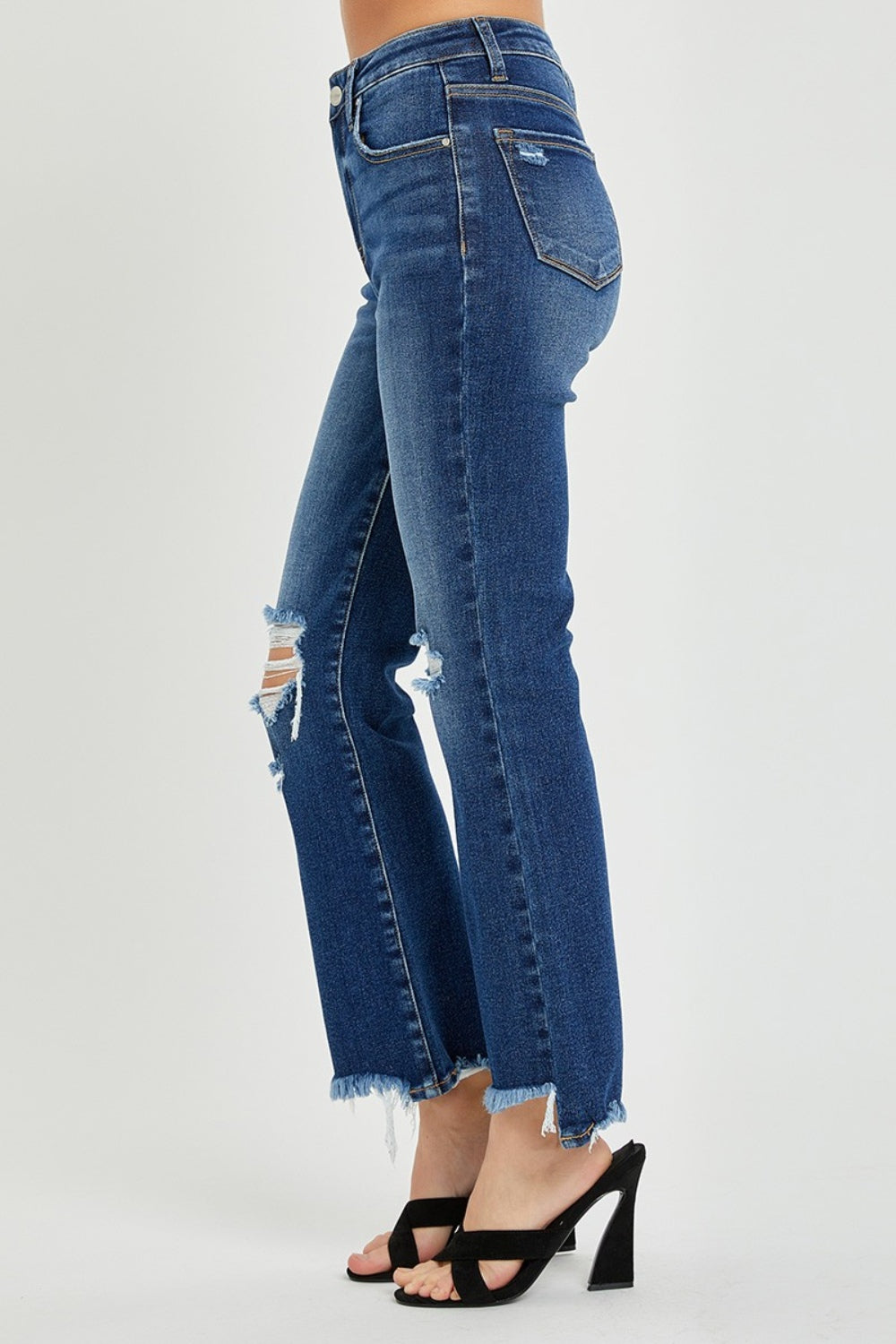 RISEN High Rise Distressed Crop Flare Jeans-JEANS-Trendsi-Urban Threadz Boutique, Women's Fashion Boutique in Saugatuck, MI