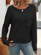 Mandy Round Neck Long Sleeve Sweater-Sweaters-Trendsi-Urban Threadz Boutique, Women's Fashion Boutique in Saugatuck, MI