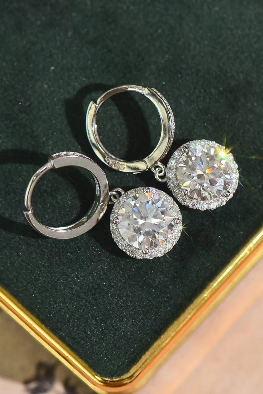 2 Carat Moissanite Round Drop Earrings-Trendsi-Urban Threadz Boutique, Women's Fashion Boutique in Saugatuck, MI