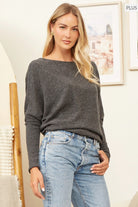 Round neck knit top with long dolman sleeves-Long Sleeves-Andree by Unit-Urban Threadz Boutique, Women's Fashion Boutique in Saugatuck, MI