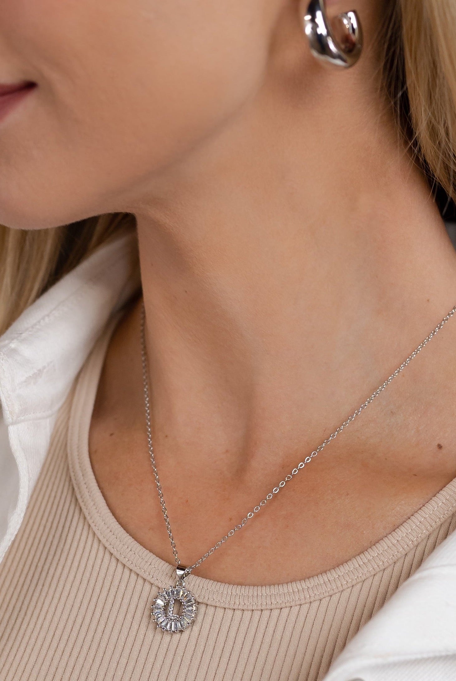 Mini Radiant Initial Necklace-Necklace-The Sis Kiss®-Urban Threadz Boutique, Women's Fashion Boutique in Saugatuck, MI