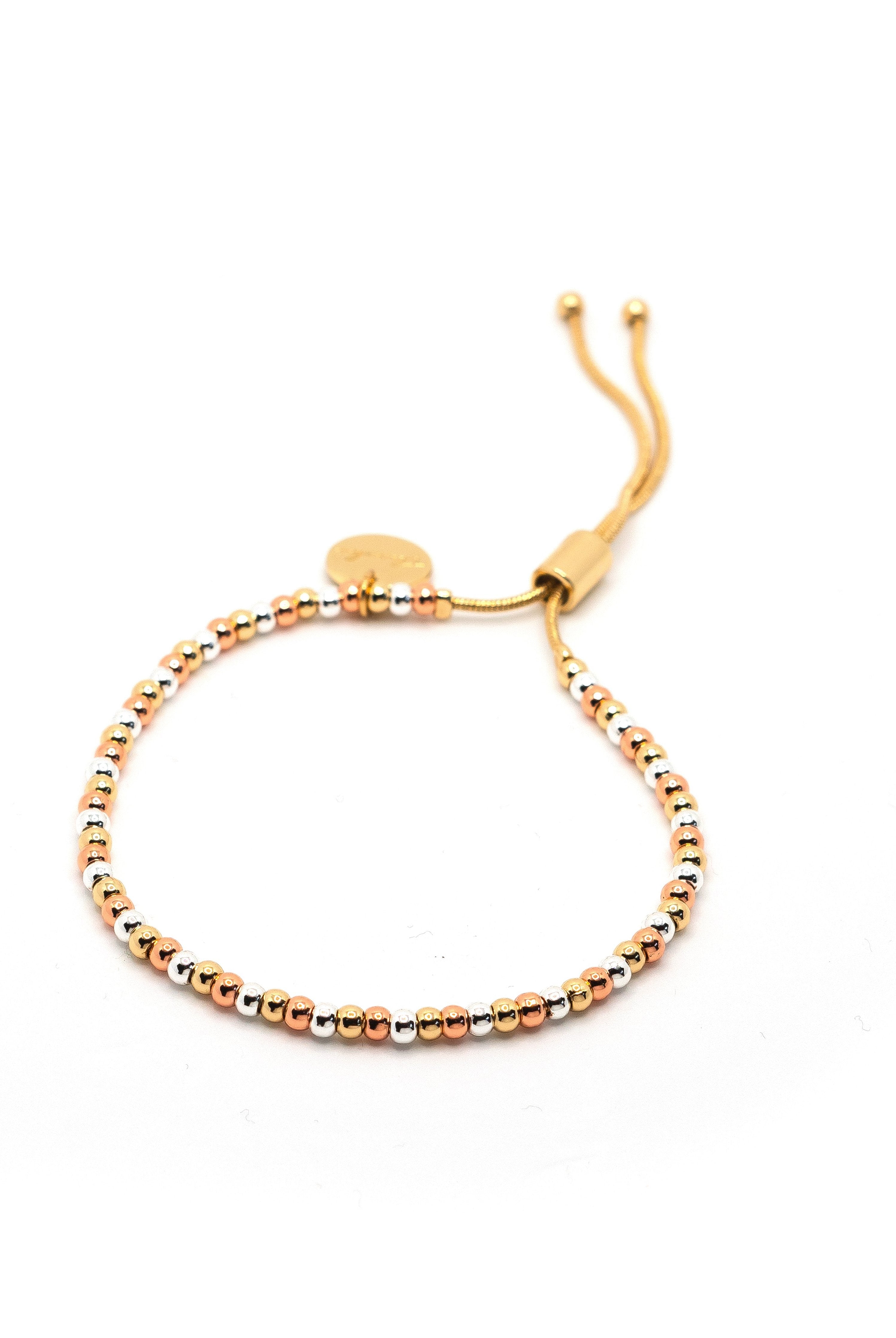 Tri Tone Adjustable Bracelet in 3mm-Bracelets-The Sis Kiss®-Urban Threadz Boutique, Women's Fashion Boutique in Saugatuck, MI