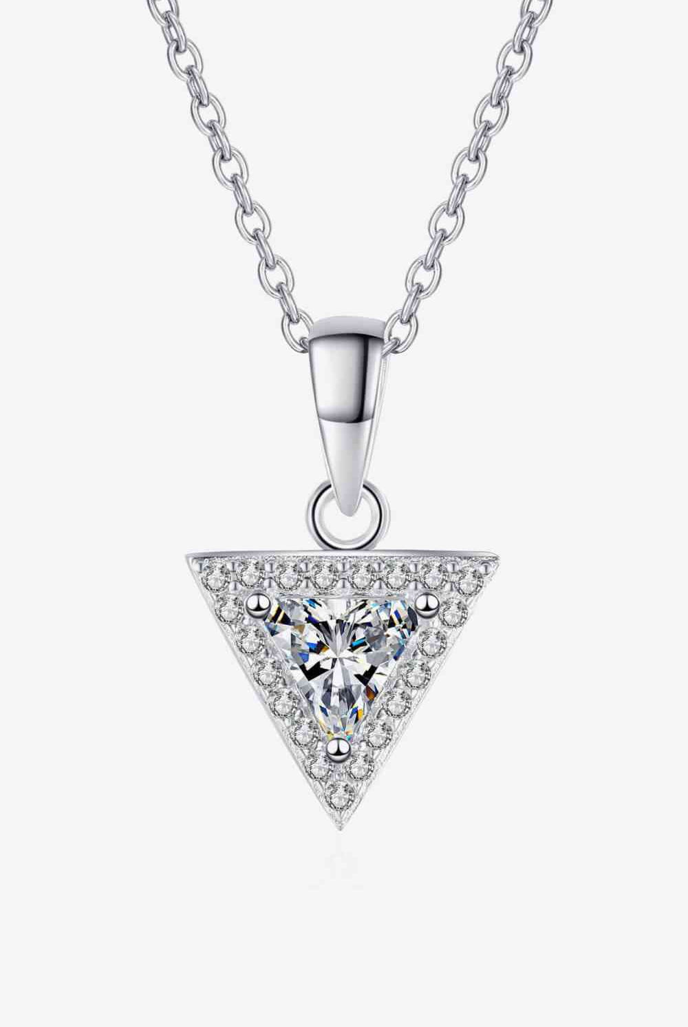 925 Sterling Silver Triangle Moissanite Pendant Necklace-Necklaces-Trendsi-Urban Threadz Boutique, Women's Fashion Boutique in Saugatuck, MI