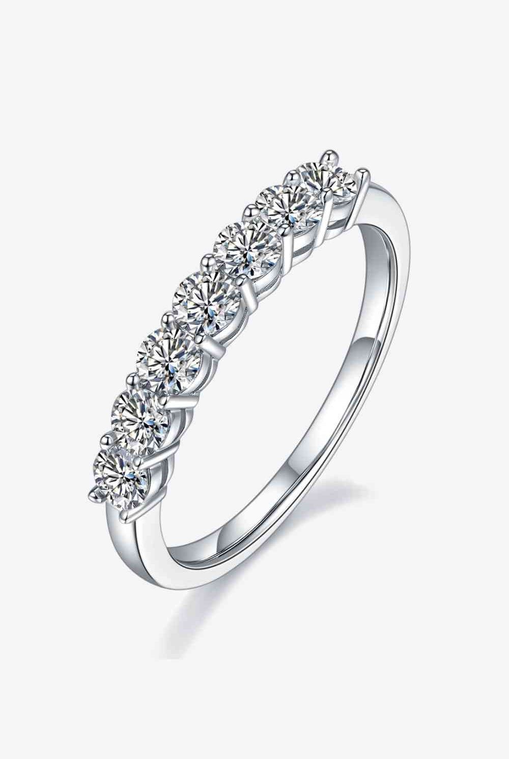 Moissanite Platinum-Plated Half-Eternity Ring-Trendsi-Urban Threadz Boutique, Women's Fashion Boutique in Saugatuck, MI