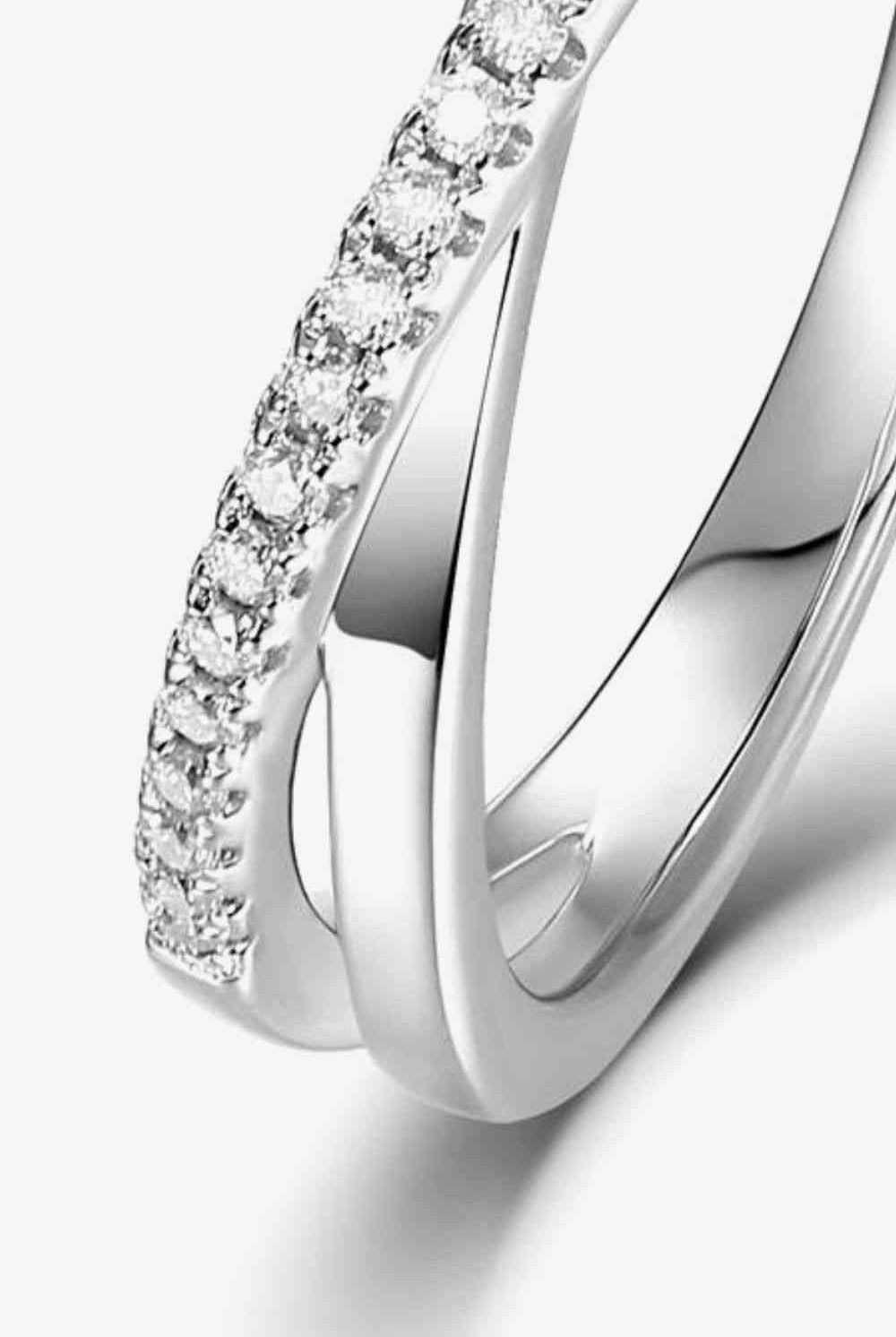 Adored Moissanite Crisscross 925 Sterling Silver Ring-Rings-Trendsi-Urban Threadz Boutique, Women's Fashion Boutique in Saugatuck, MI