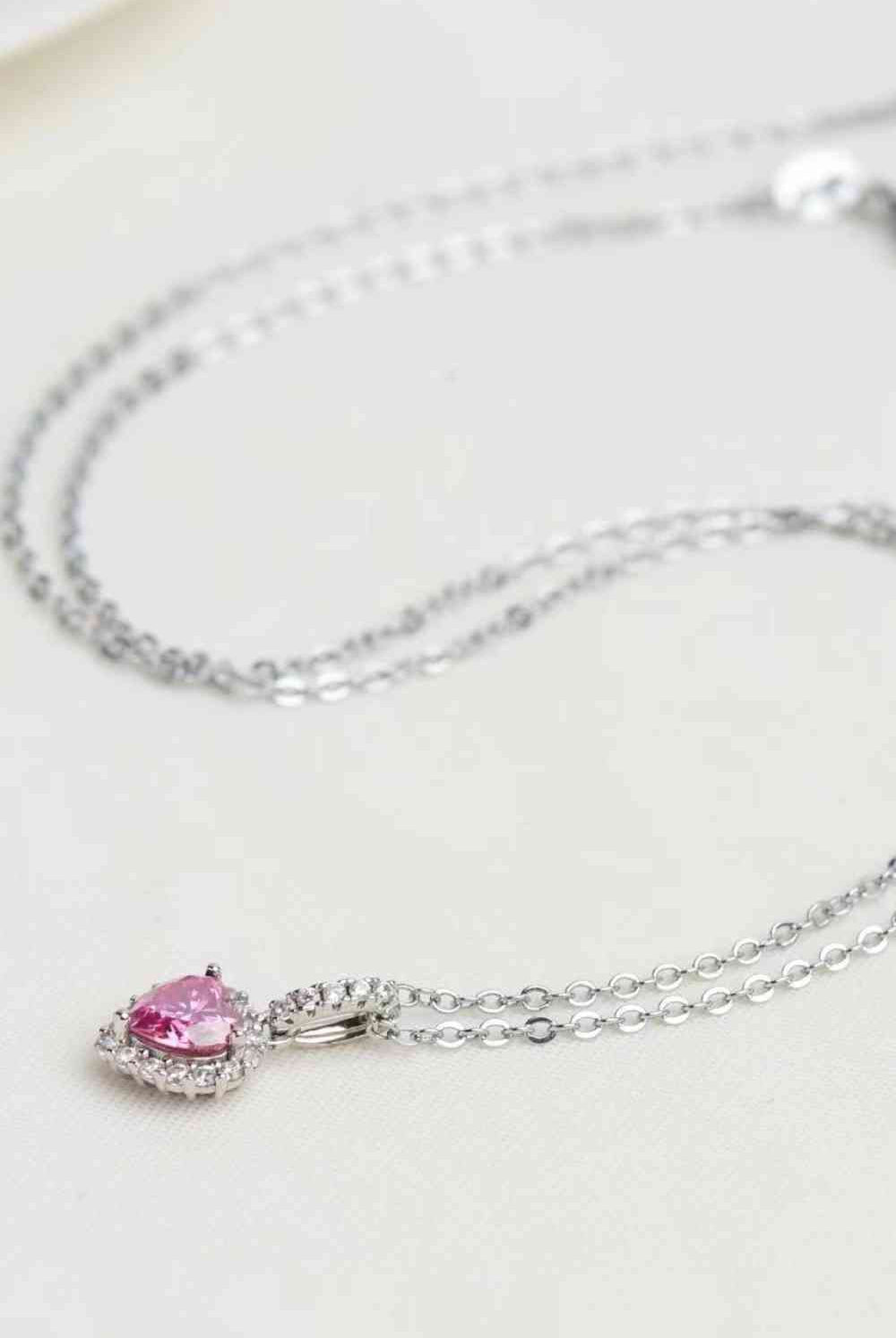 1 Carat Moissanite Heart Pendant Necklace-Necklaces-Trendsi-Urban Threadz Boutique, Women's Fashion Boutique in Saugatuck, MI