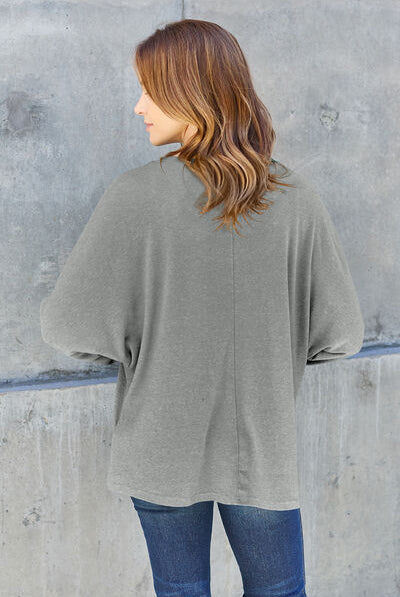 Double Take Full Size Round Neck Long Sleeve T-Shirt-Long Sleeves-Trendsi-Urban Threadz Boutique, Women's Fashion Boutique in Saugatuck, MI