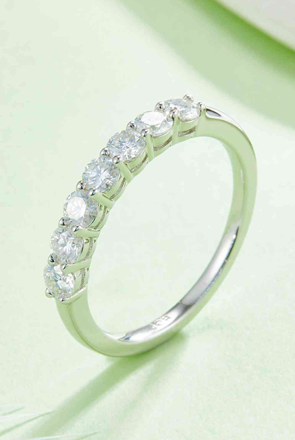 Moissanite Platinum-Plated Half-Eternity Ring-Trendsi-Urban Threadz Boutique, Women's Fashion Boutique in Saugatuck, MI