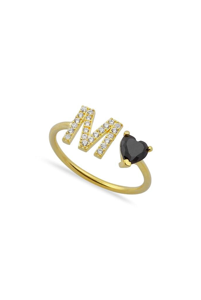 Water Resistant Custom Heart Initial Ring (Adjustable)-Rings-TSK® Custom Jewelry-Urban Threadz Boutique, Women's Fashion Boutique in Saugatuck, MI
