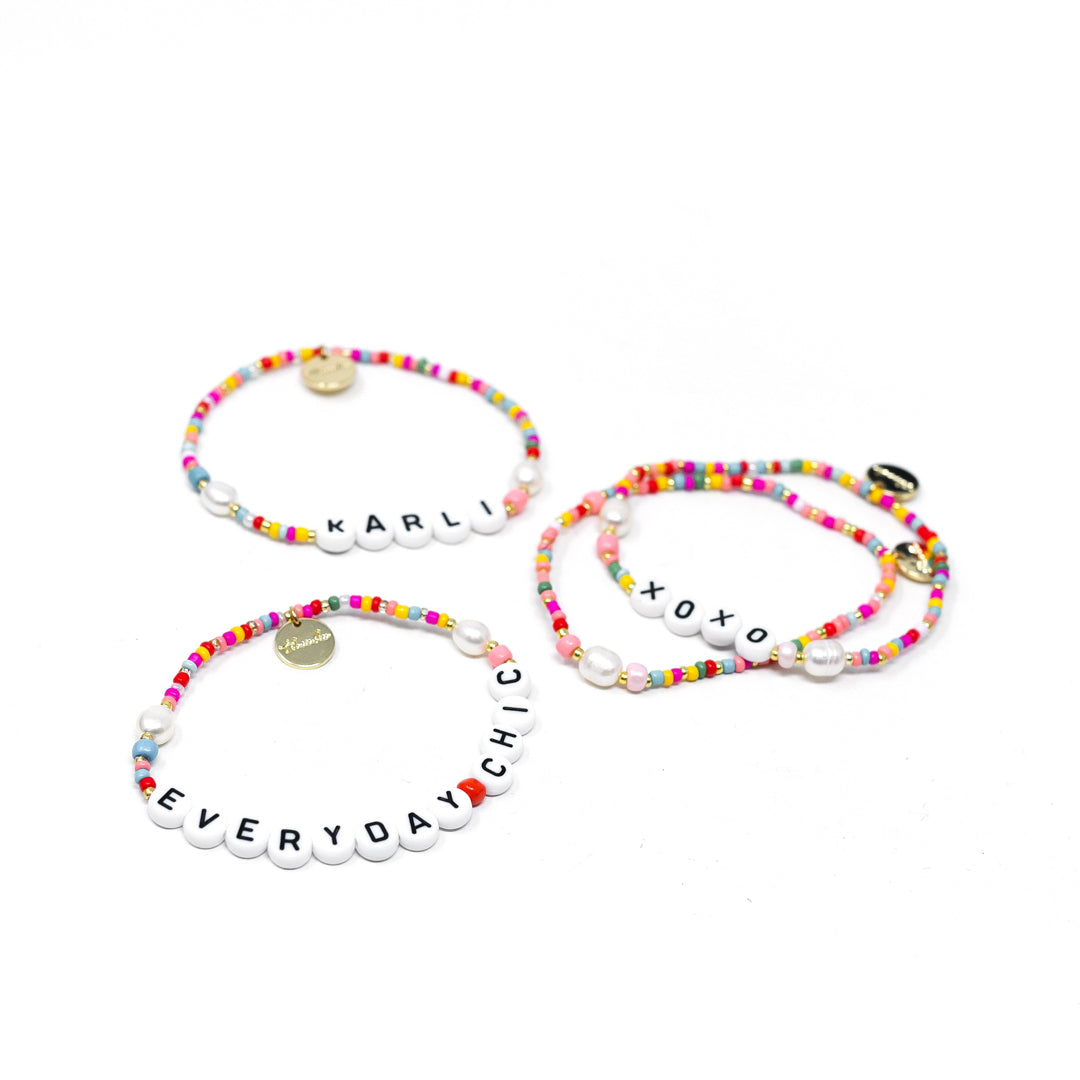 Customized Confetti and Pearl Stretch Bracelet-Bracelets-TSK® Custom Jewelry-Urban Threadz Boutique, Women's Fashion Boutique in Saugatuck, MI