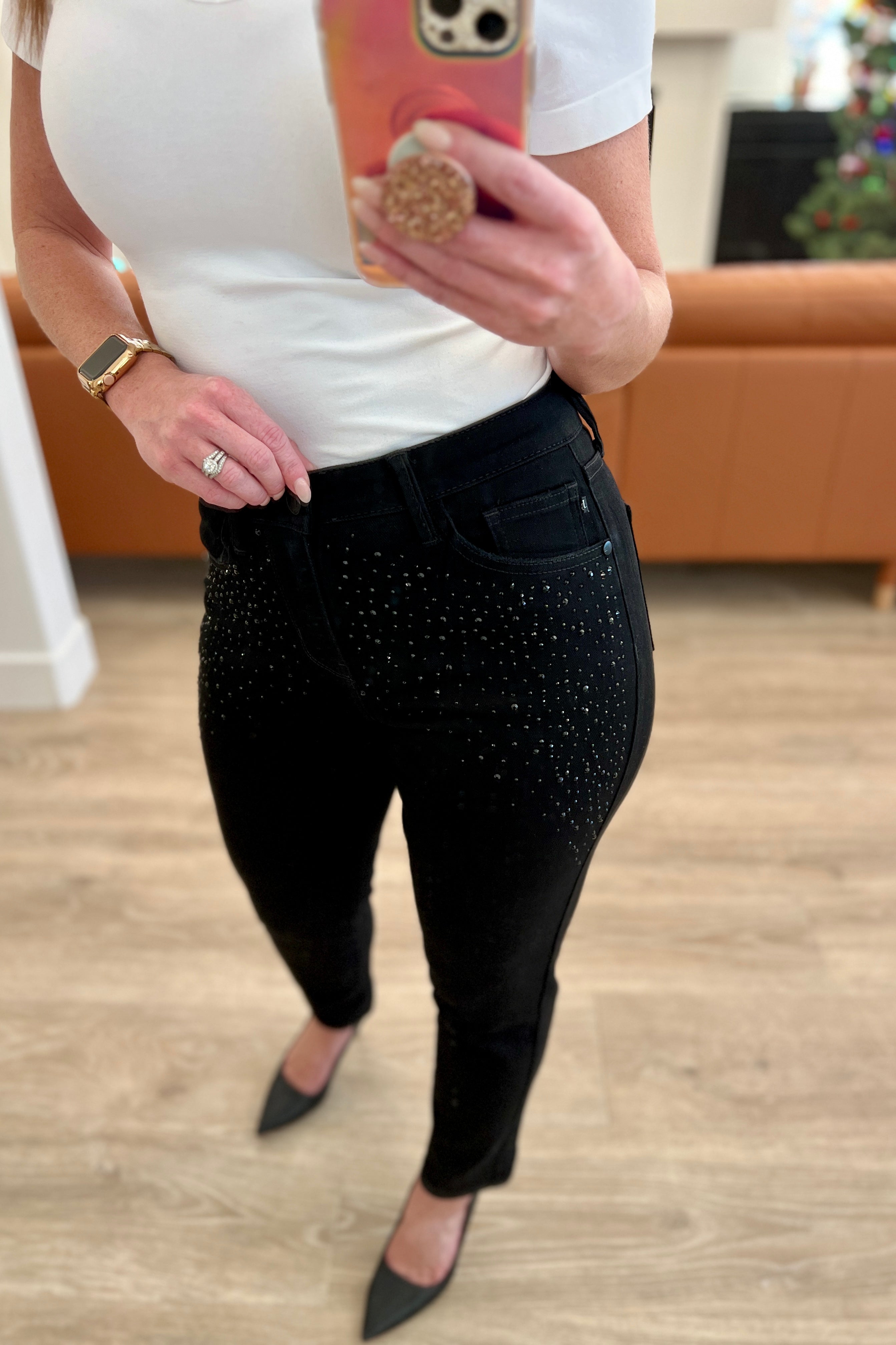 Reese Rhinestone Slim Fit Jeans in Black-Jeans-Ave Shops-Urban Threadz Boutique, Women's Fashion Boutique in Saugatuck, MI