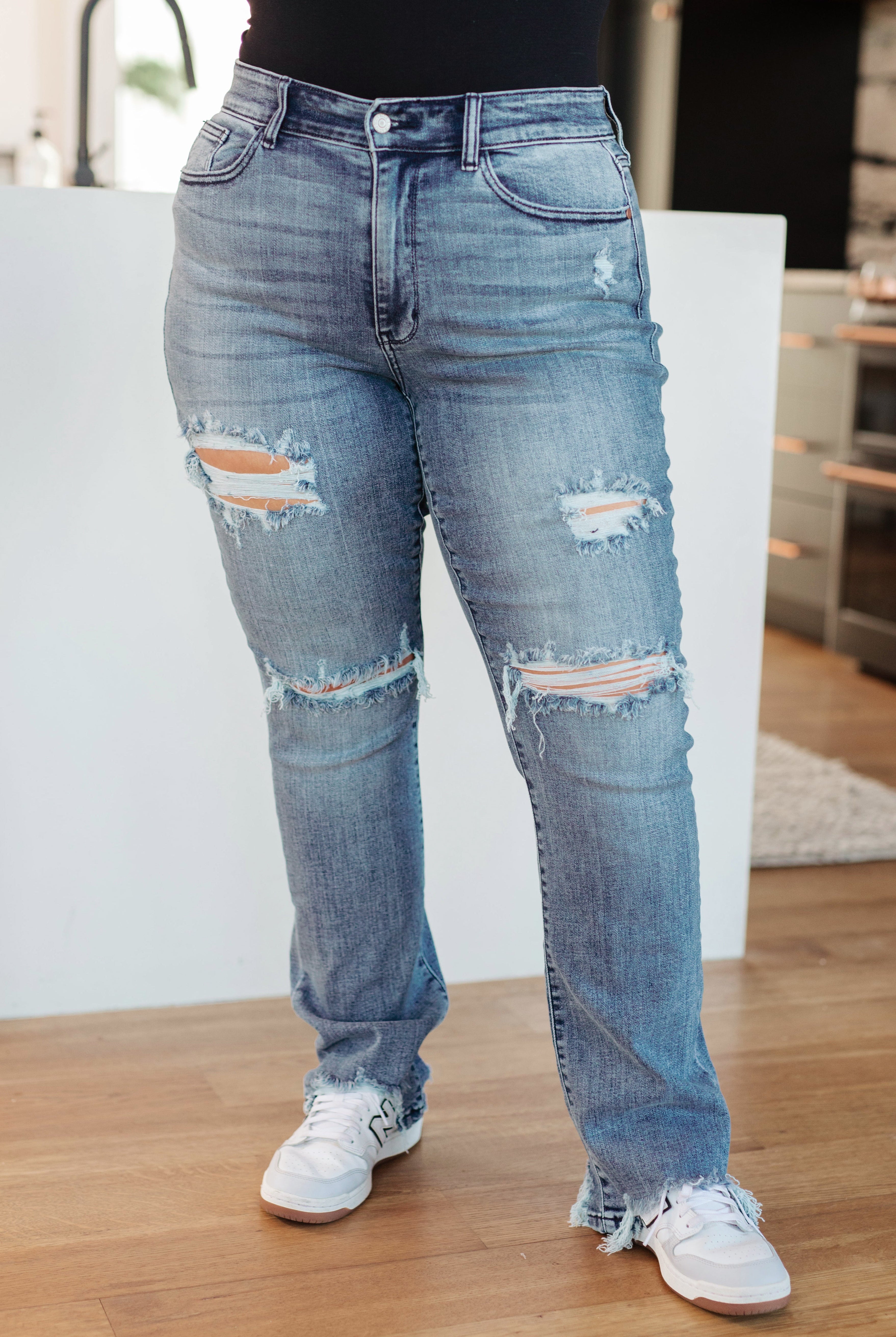 O'Hara Destroyed Straight Jeans-Jeans-Ave Shops-Urban Threadz Boutique, Women's Fashion Boutique in Saugatuck, MI
