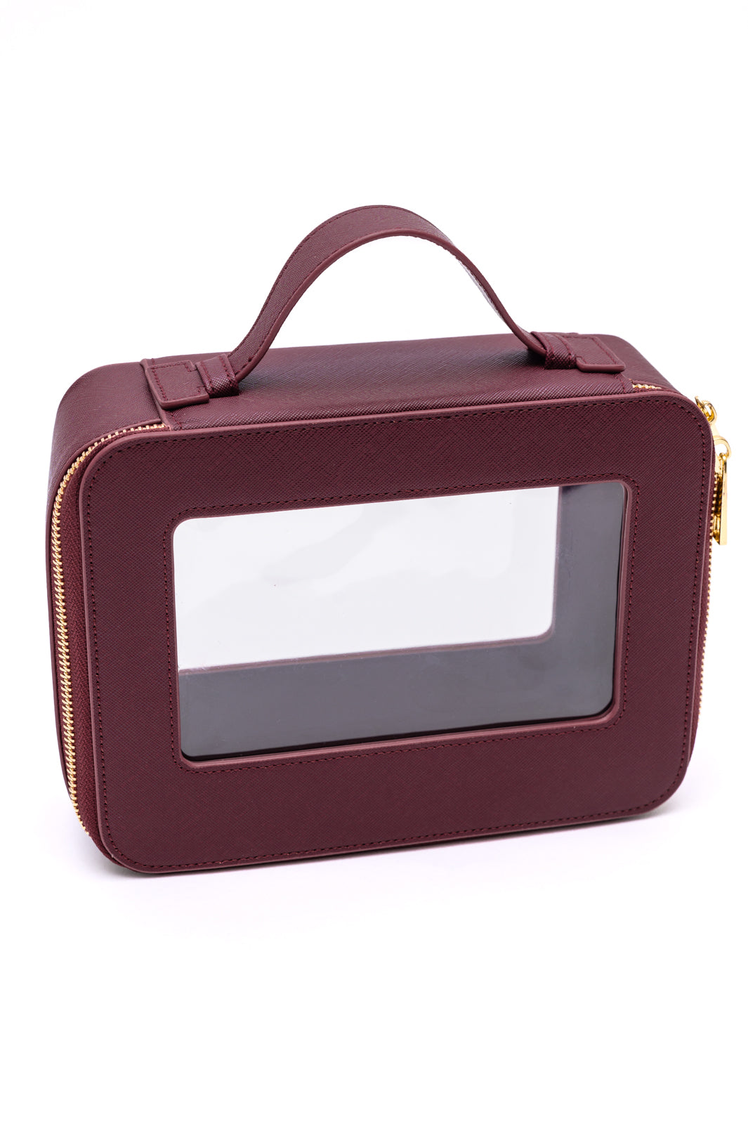 PU Leather Travel Cosmetic Case in Wine-Womens-Ave Shops-Urban Threadz Boutique, Women's Fashion Boutique in Saugatuck, MI