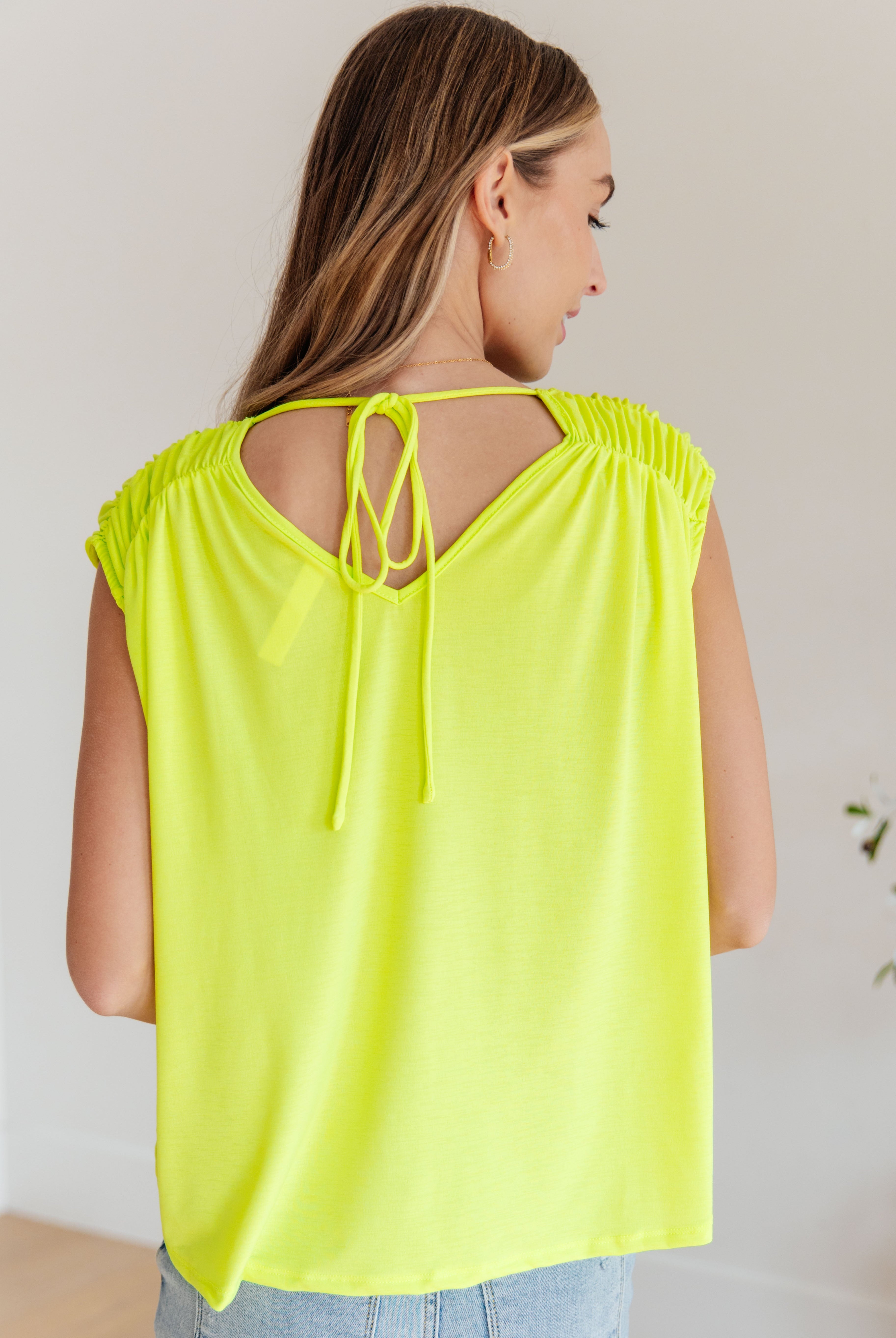 Ruched Cap Sleeve Top in Neon Green-Womens-Ave Shops-Urban Threadz Boutique, Women's Fashion Boutique in Saugatuck, MI