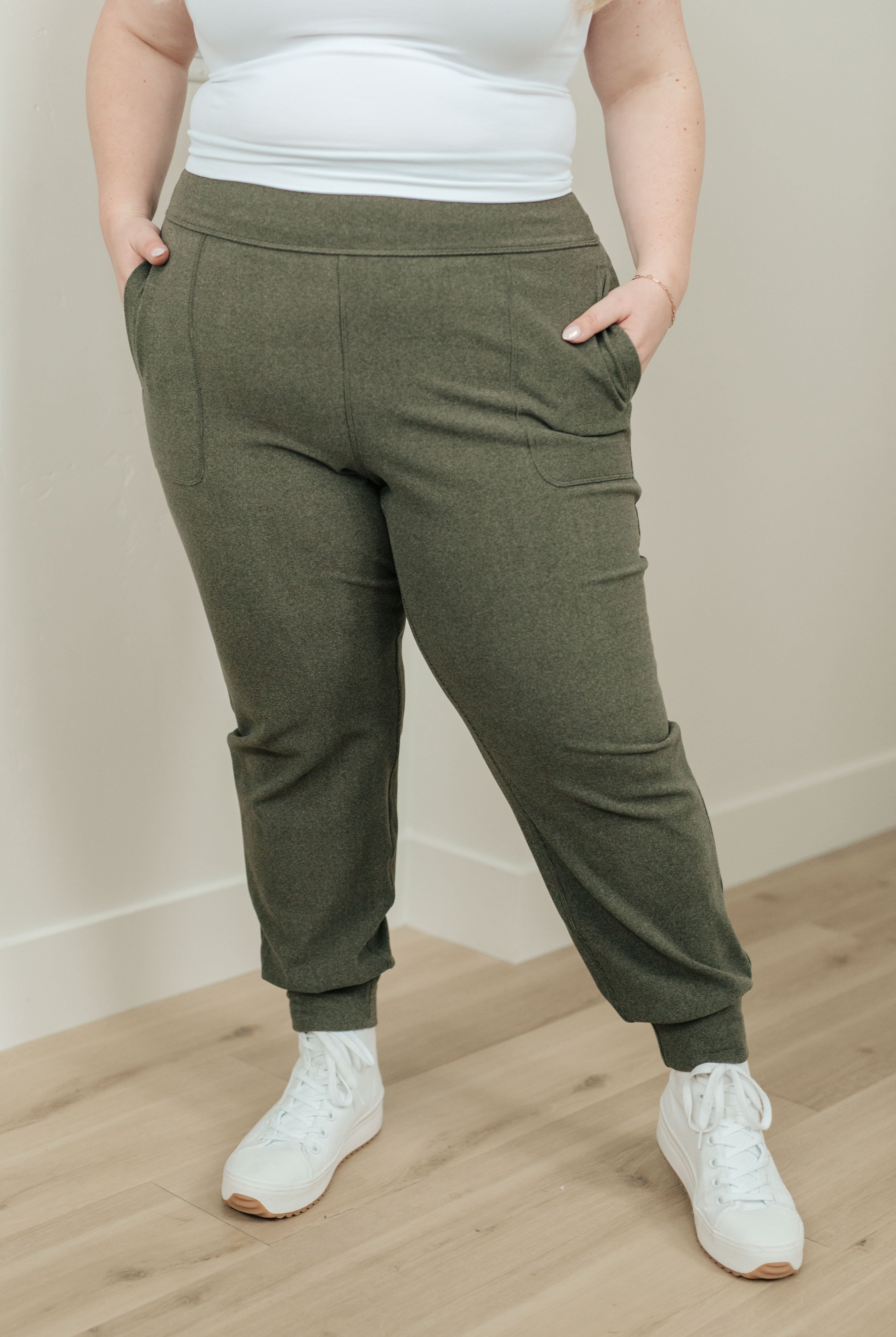 Where Are You High Rise Joggers in Olive-Joggers-Ave Shops-Urban Threadz Boutique, Women's Fashion Boutique in Saugatuck, MI