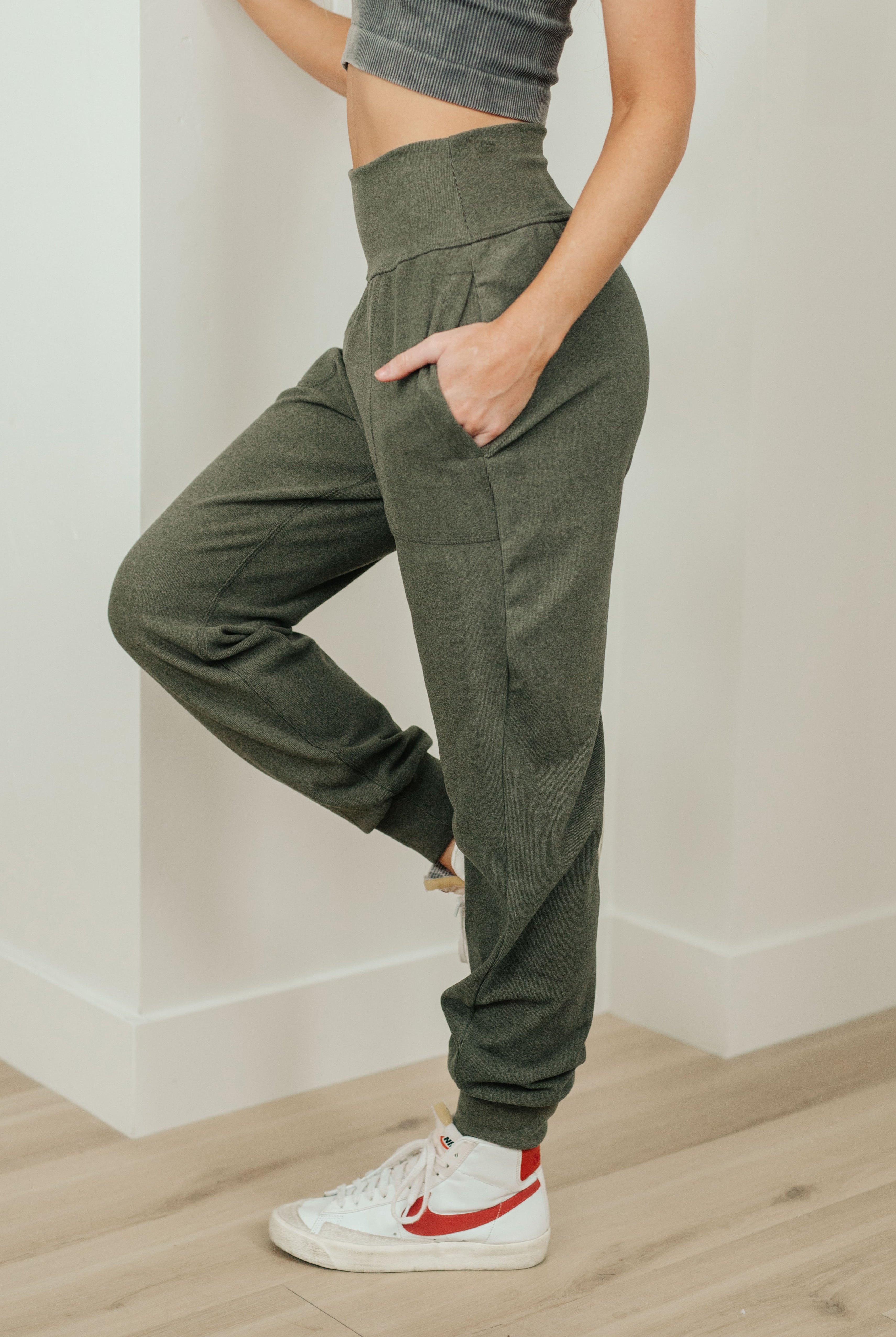 Where Are You High Rise Joggers in Olive-Joggers-Ave Shops-Urban Threadz Boutique, Women's Fashion Boutique in Saugatuck, MI