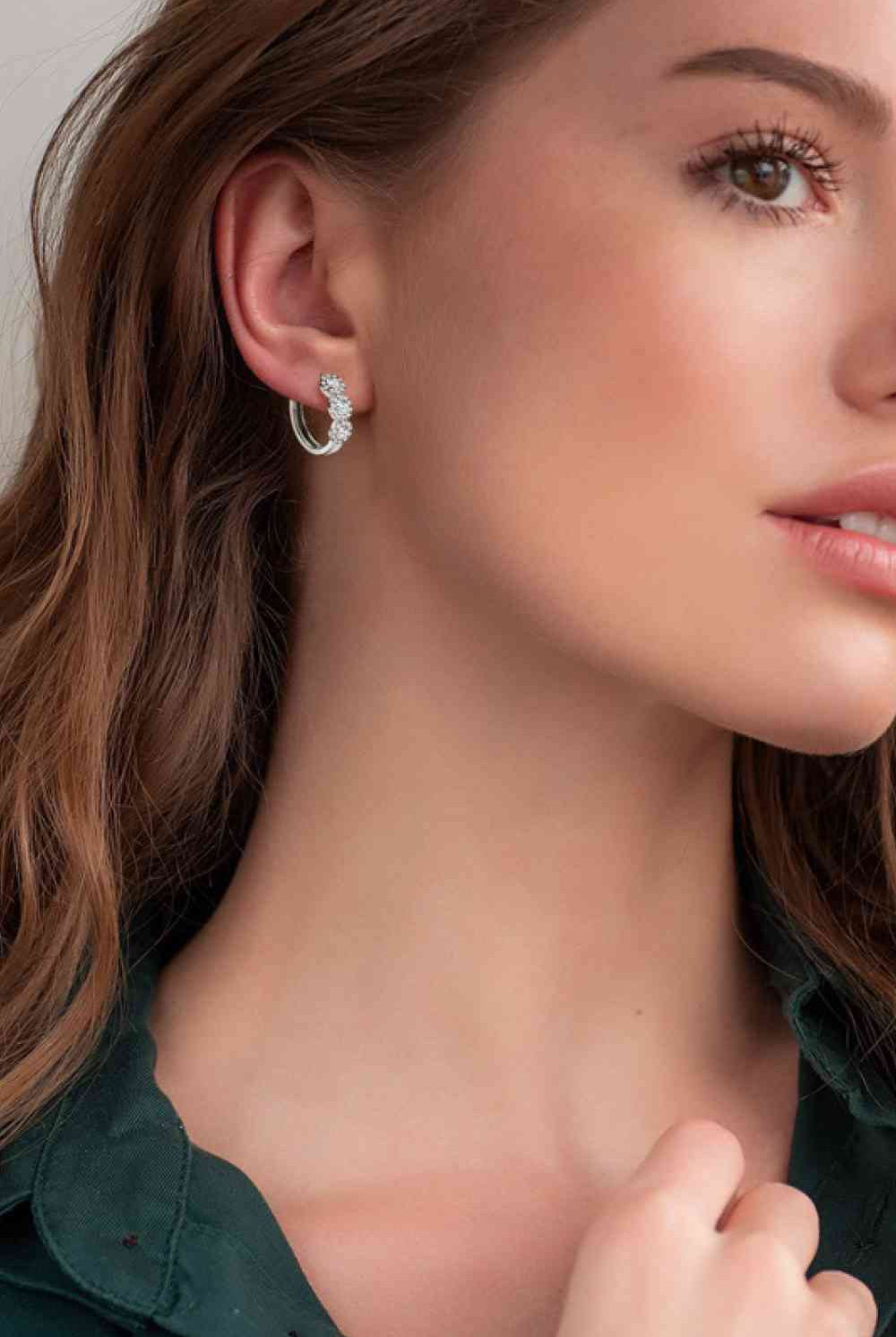 Moissanite 925 Sterling Silver Huggie Earrings-Earrings-Trendsi-Urban Threadz Boutique, Women's Fashion Boutique in Saugatuck, MI