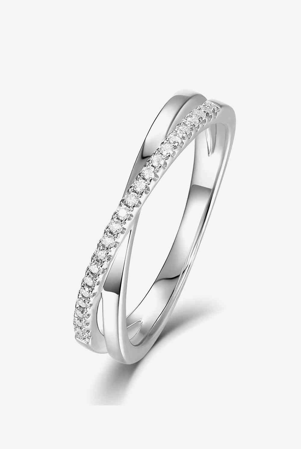 Adored Moissanite Crisscross 925 Sterling Silver Ring-Rings-Trendsi-Urban Threadz Boutique, Women's Fashion Boutique in Saugatuck, MI