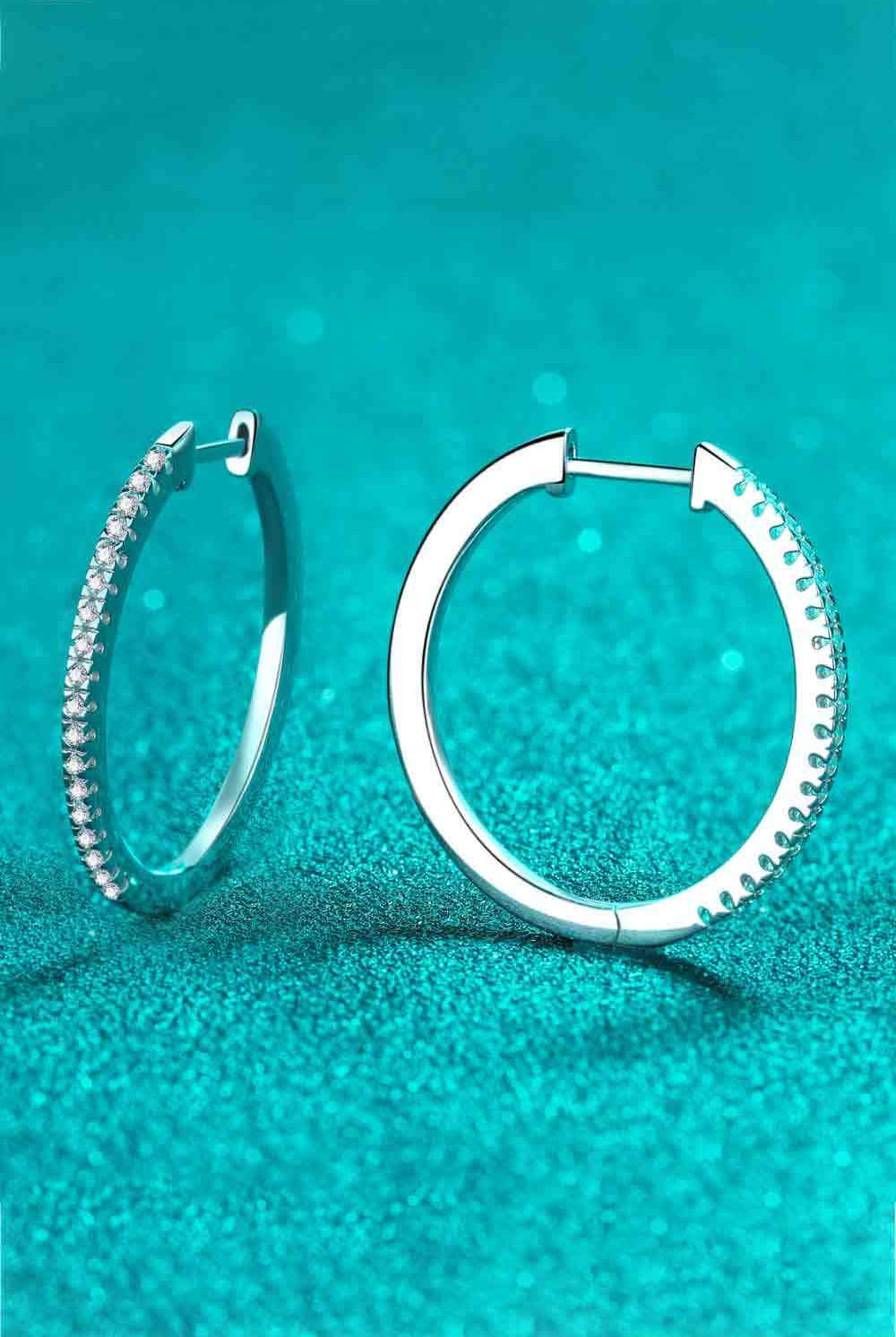 Rhodium-Plated Moissanite Hoop Earrings-Earrings-Trendsi-Urban Threadz Boutique, Women's Fashion Boutique in Saugatuck, MI
