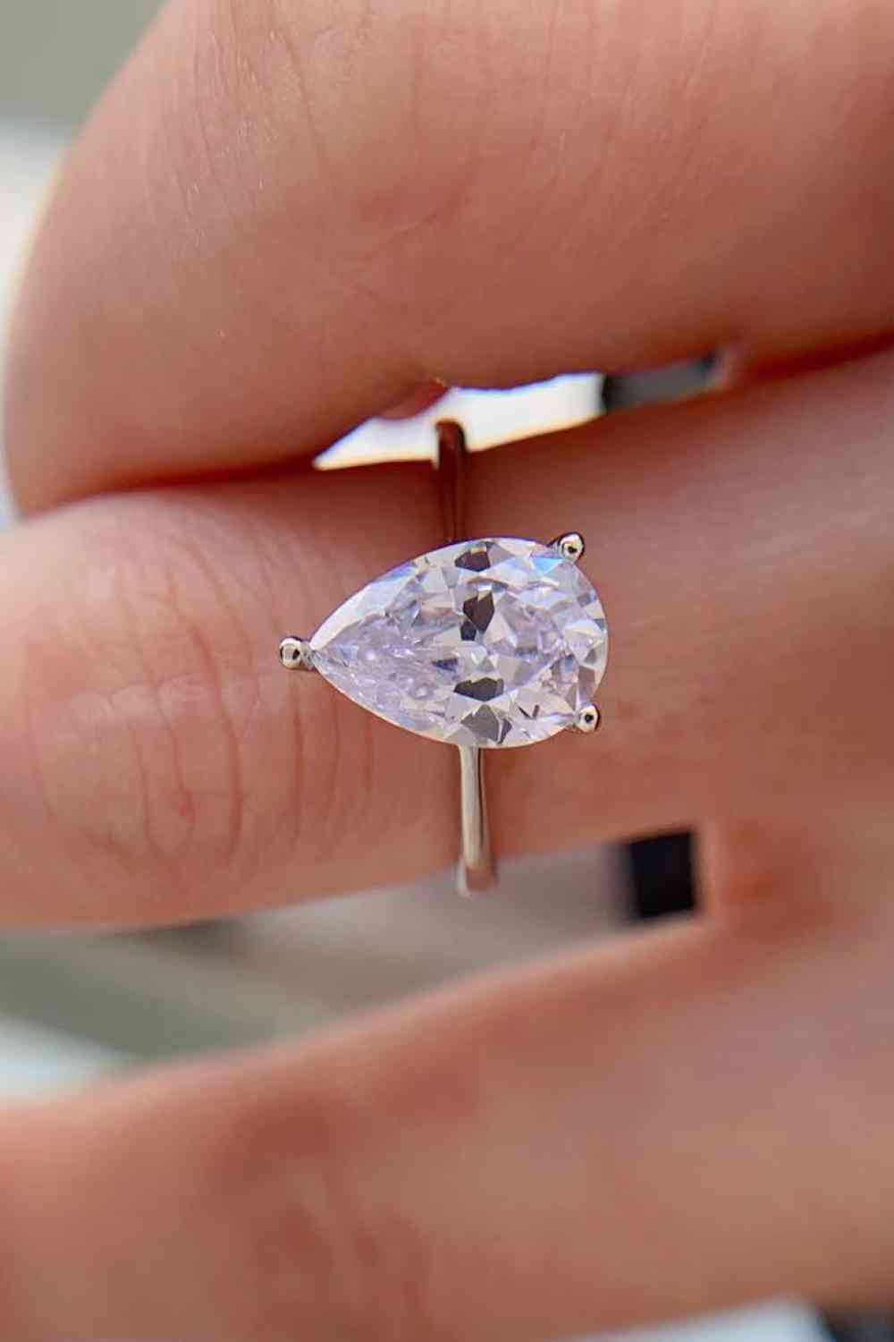 Classic Teardrop 2 Carat Moissanite Ring-Trendsi-Urban Threadz Boutique, Women's Fashion Boutique in Saugatuck, MI