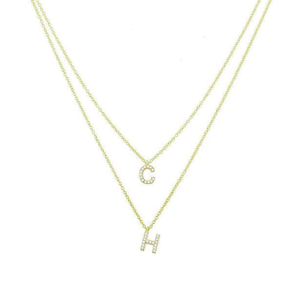 Water Resistant Custom Double Layered Initial Necklace-Necklaces-TSK® Custom Jewelry-Urban Threadz Boutique, Women's Fashion Boutique in Saugatuck, MI